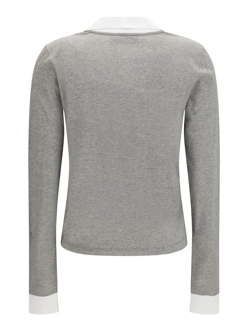 Gray Cotton Long Sleeve T-Shirt