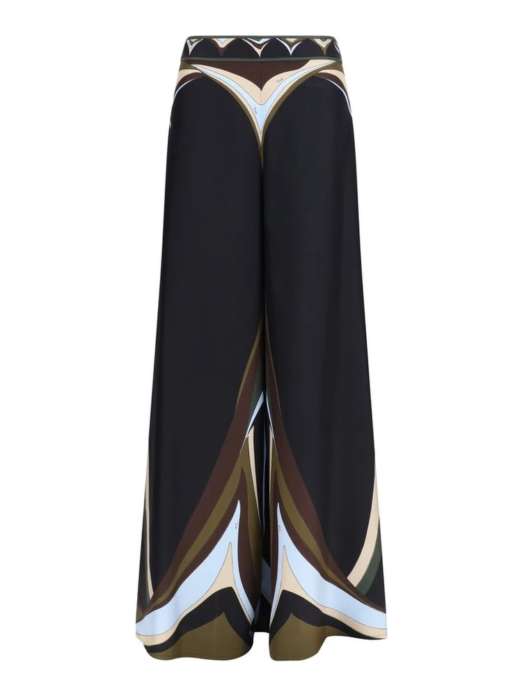Black Silk Flared Pants
