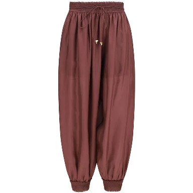 Bordeaux Silk Casual Pants