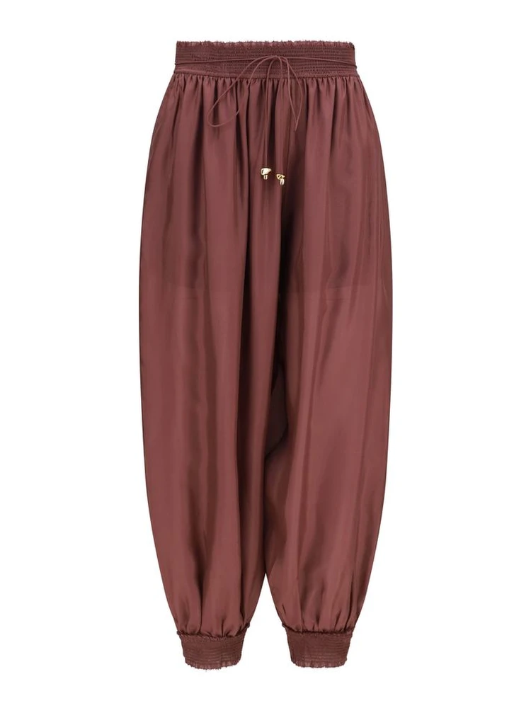 Bordeaux Silk Casual Pants