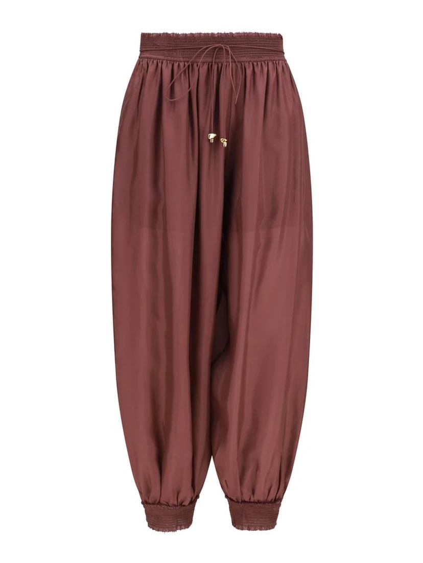 Bordeaux Silk Casual Pants