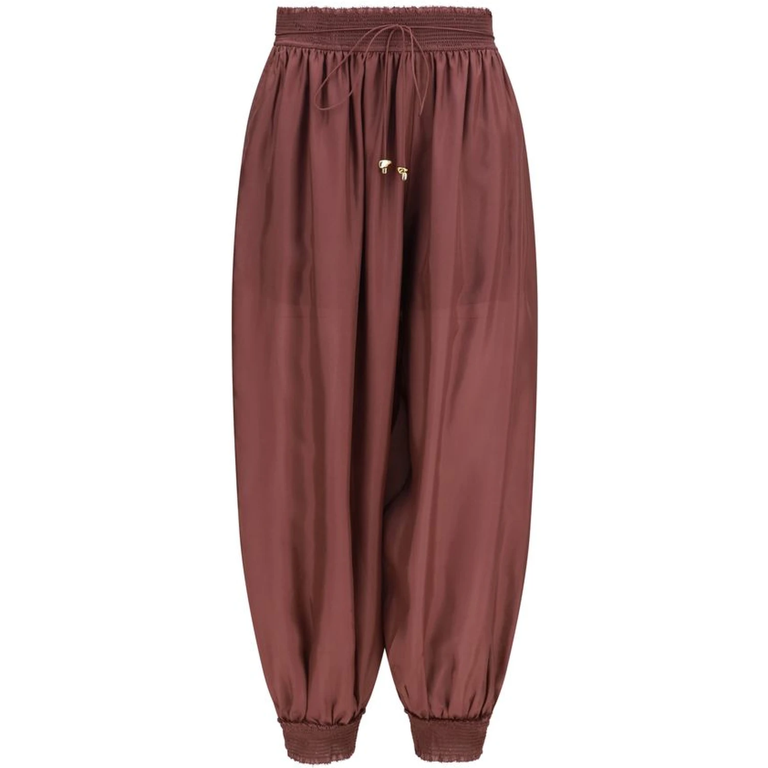 Bordeaux Silk Casual Pants