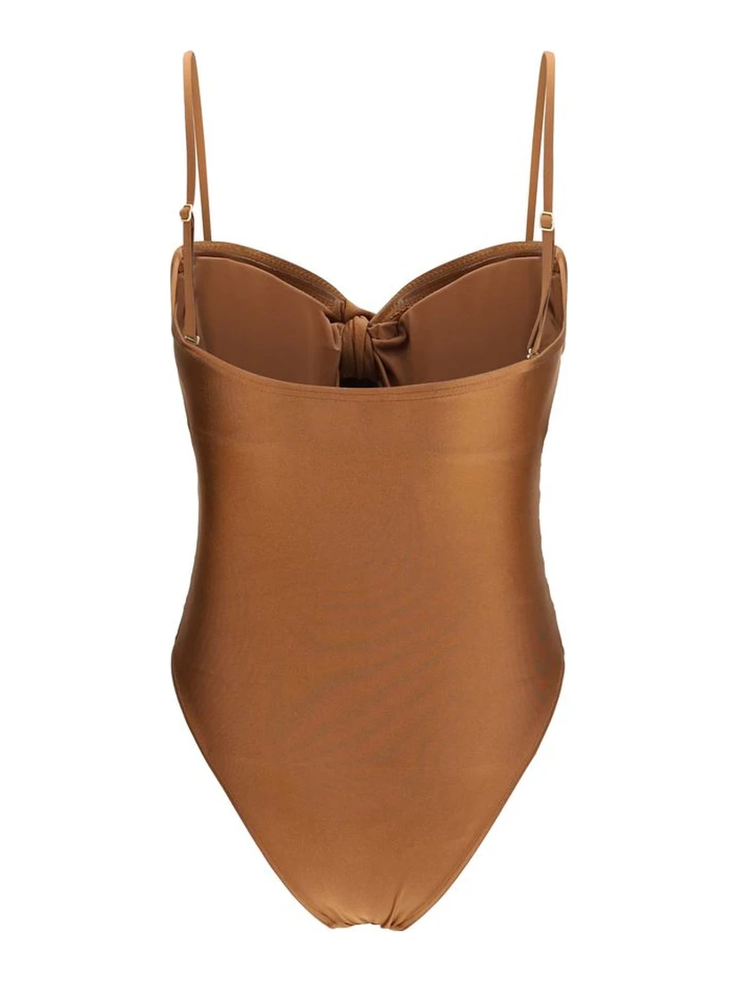 Beige Polyamide One-Piece Swimsuit