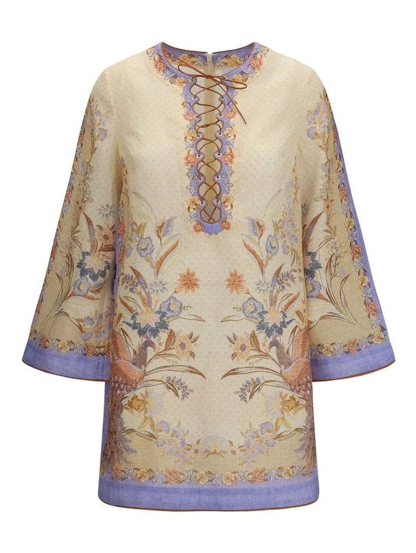 Multicolor Linen Casual Dress