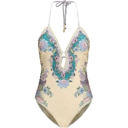 Beige Polyamide One-Piece Swimsuit