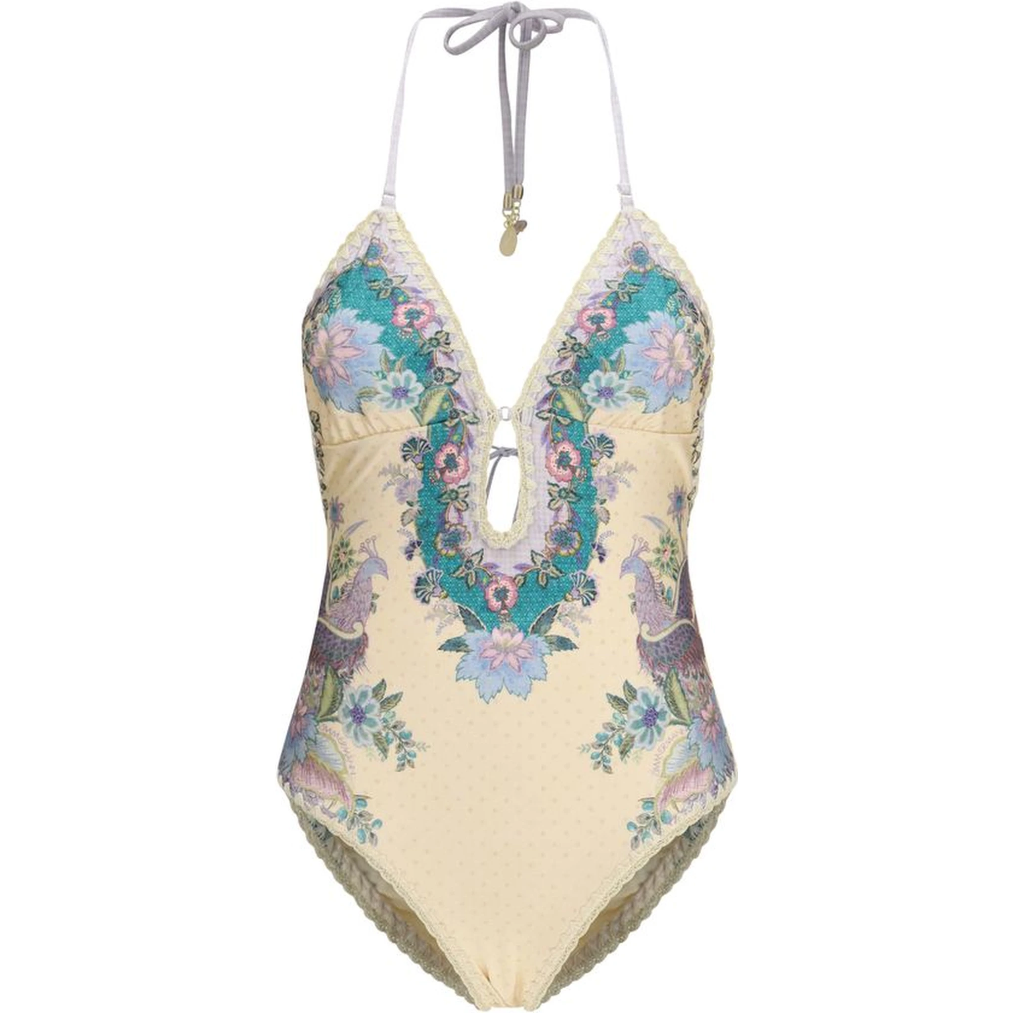 Beige Polyamide One-Piece Swimsuit