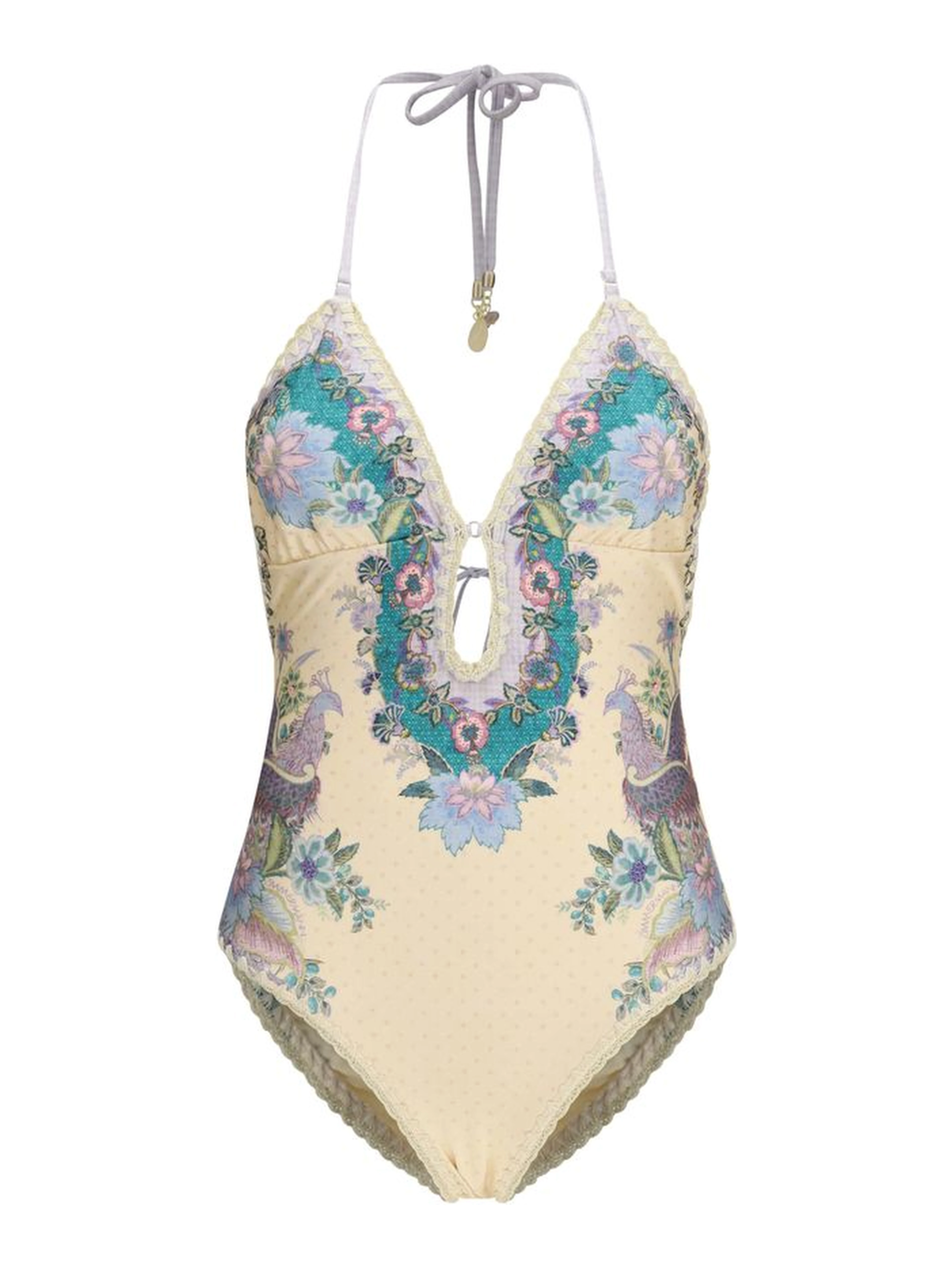 Beige Polyamide One-Piece Swimsuit