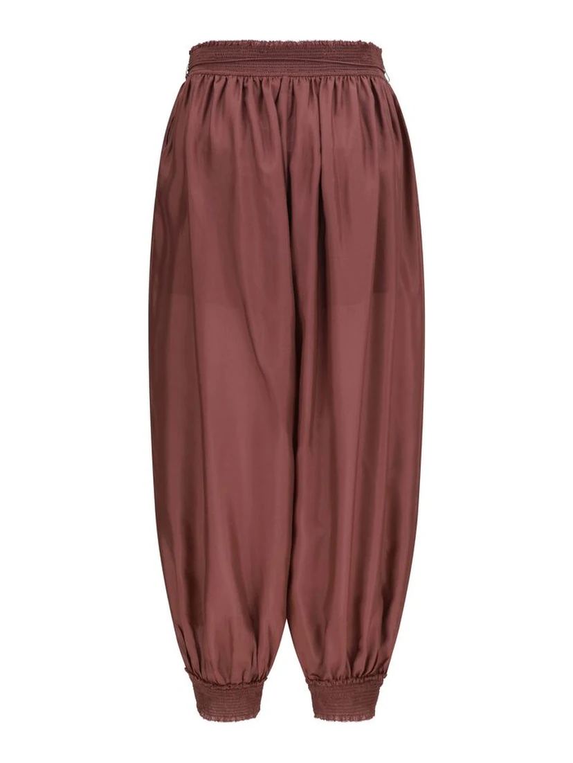 Bordeaux Silk Casual Pants
