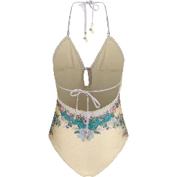 Beige Polyamide One-Piece Swimsuit