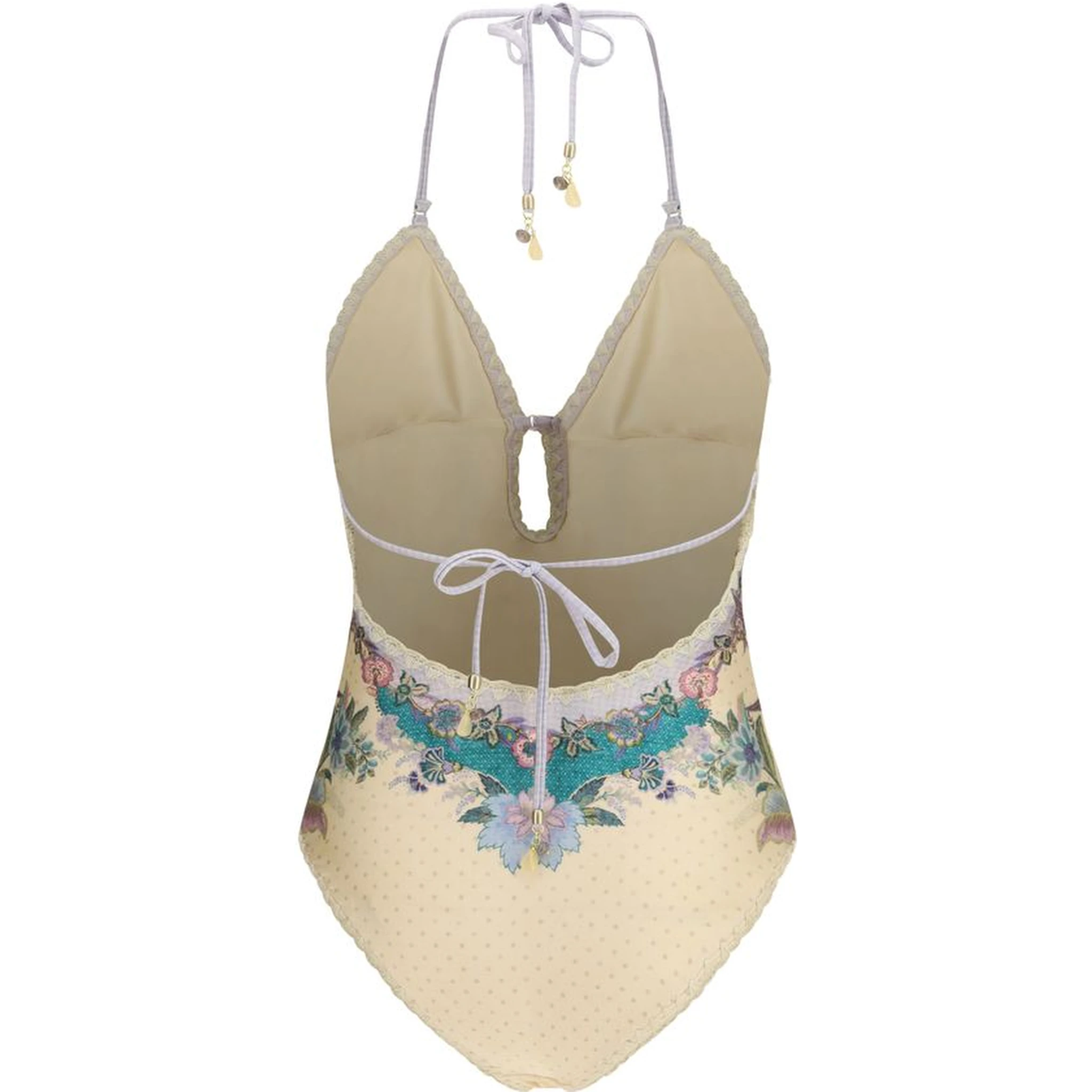Beige Polyamide One-Piece Swimsuit