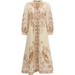 Beige Linen Casual Dress