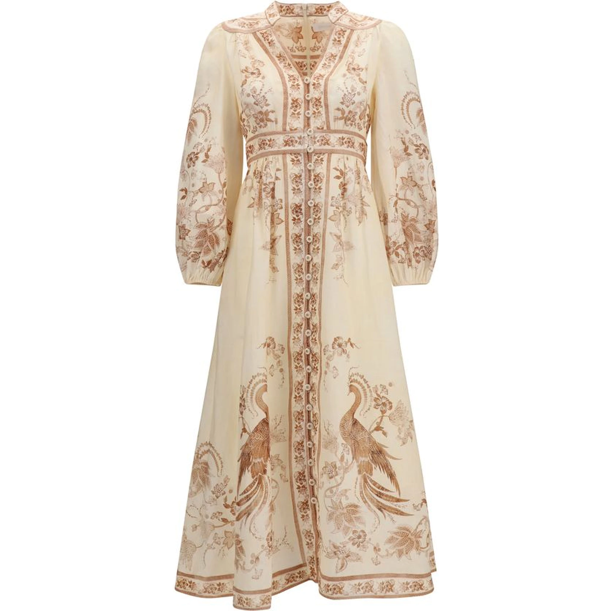 Beige Linen Casual Dress