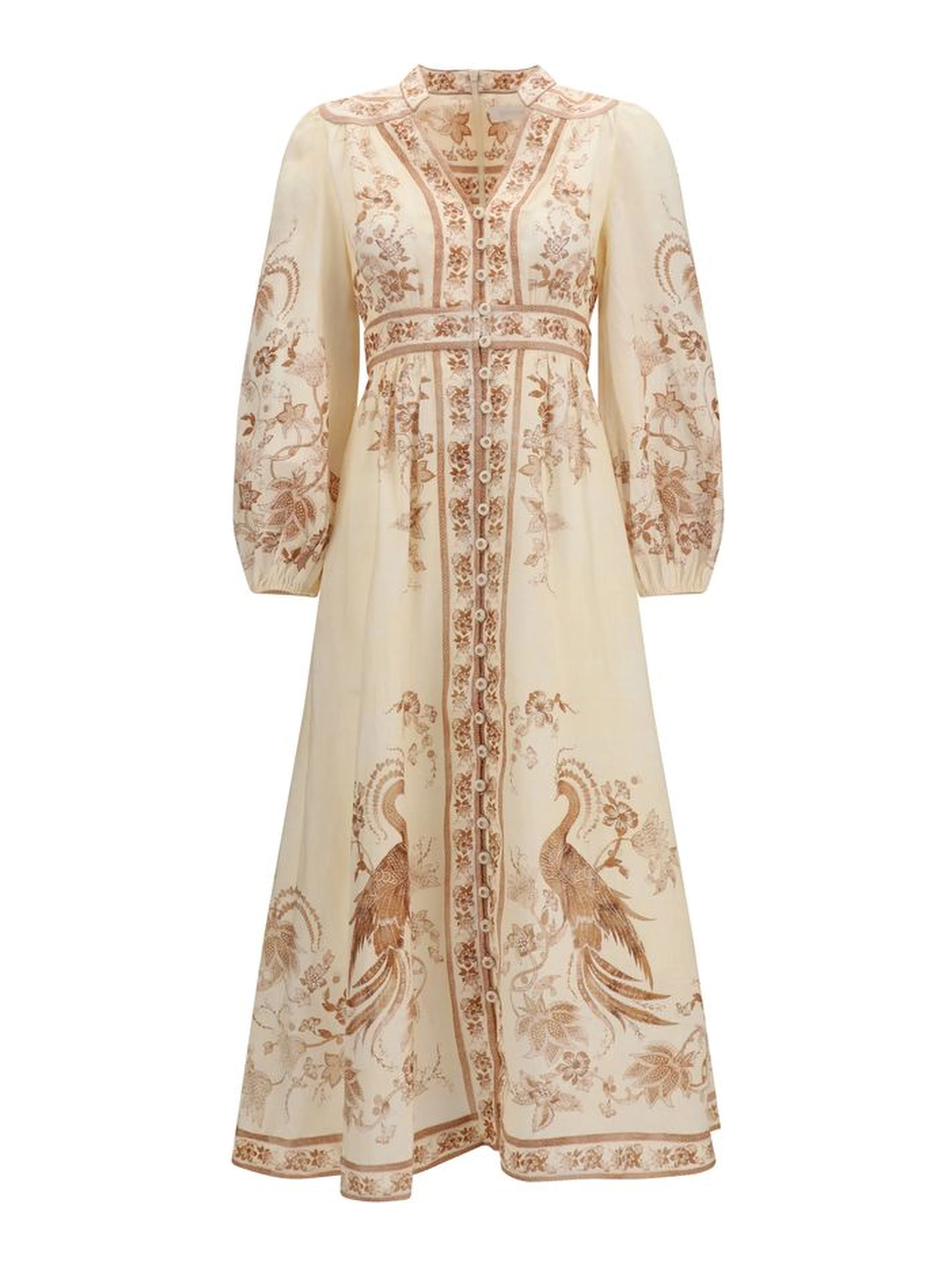Beige Linen Casual Dress