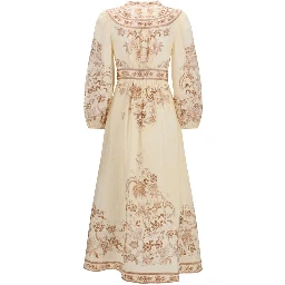 Beige Linen Casual Dress