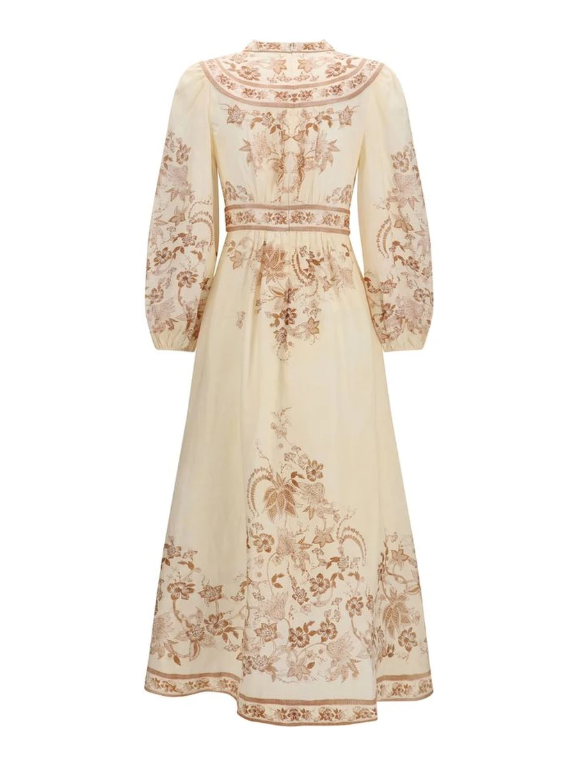 Beige Linen Casual Dress