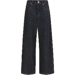 Blue Cotton Straight-Leg Jeans
