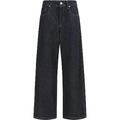 Blue Cotton Straight-Leg Jeans