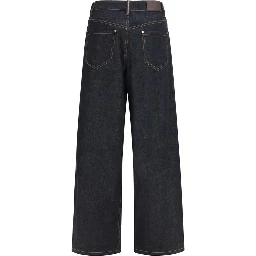 Blue Cotton Straight-Leg Jeans