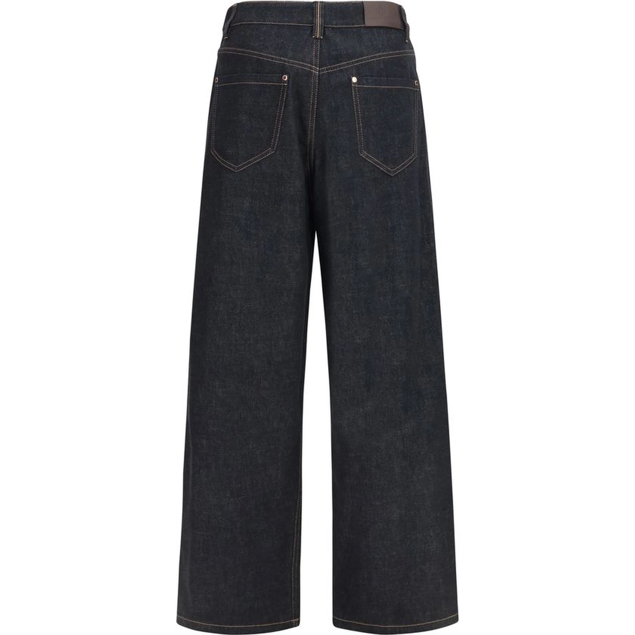 Blue Cotton Straight-Leg Jeans