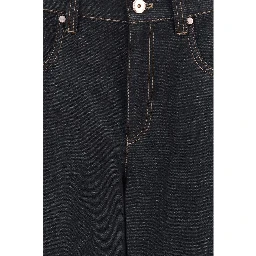 Blue Cotton Straight-Leg Jeans