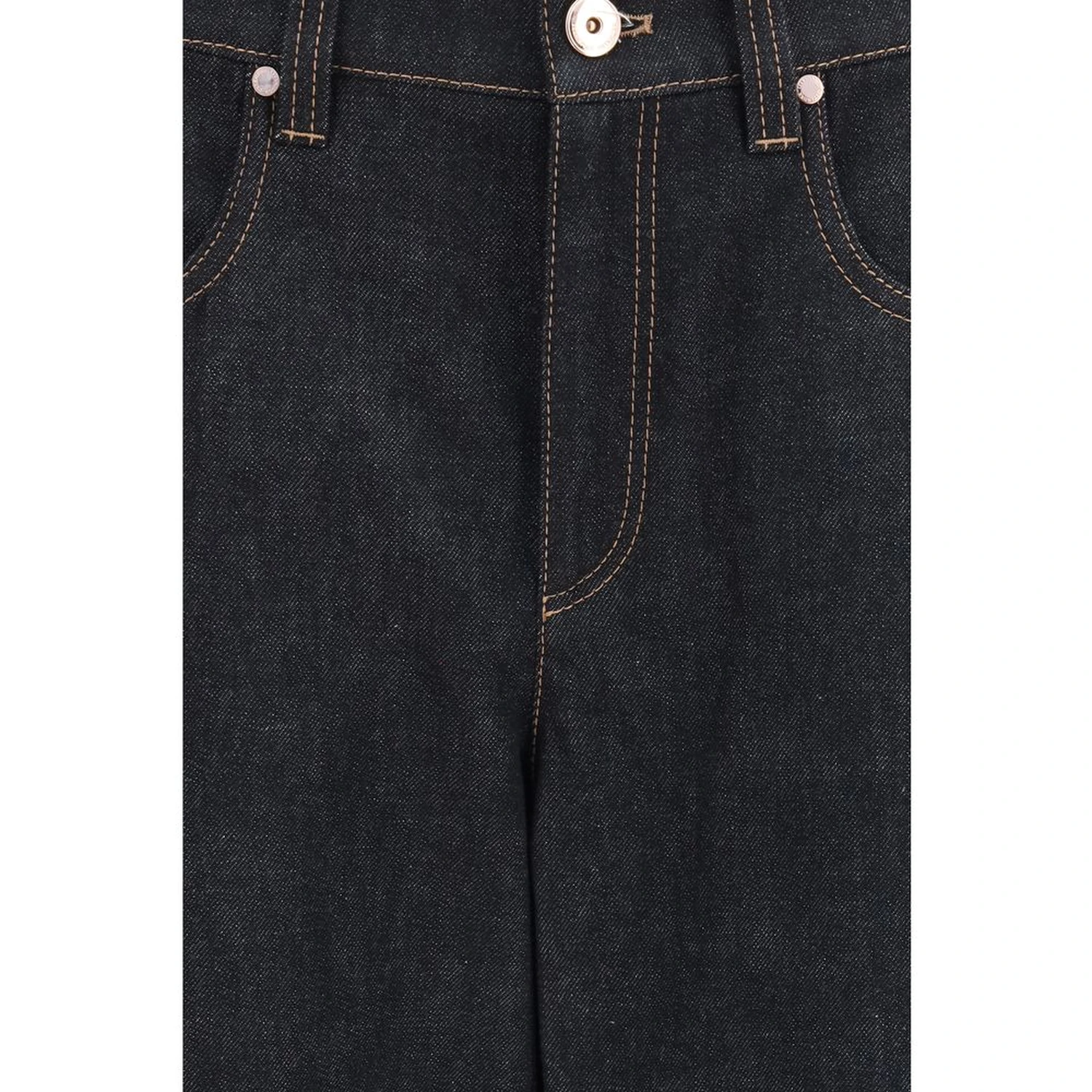 Blue Cotton Straight-Leg Jeans