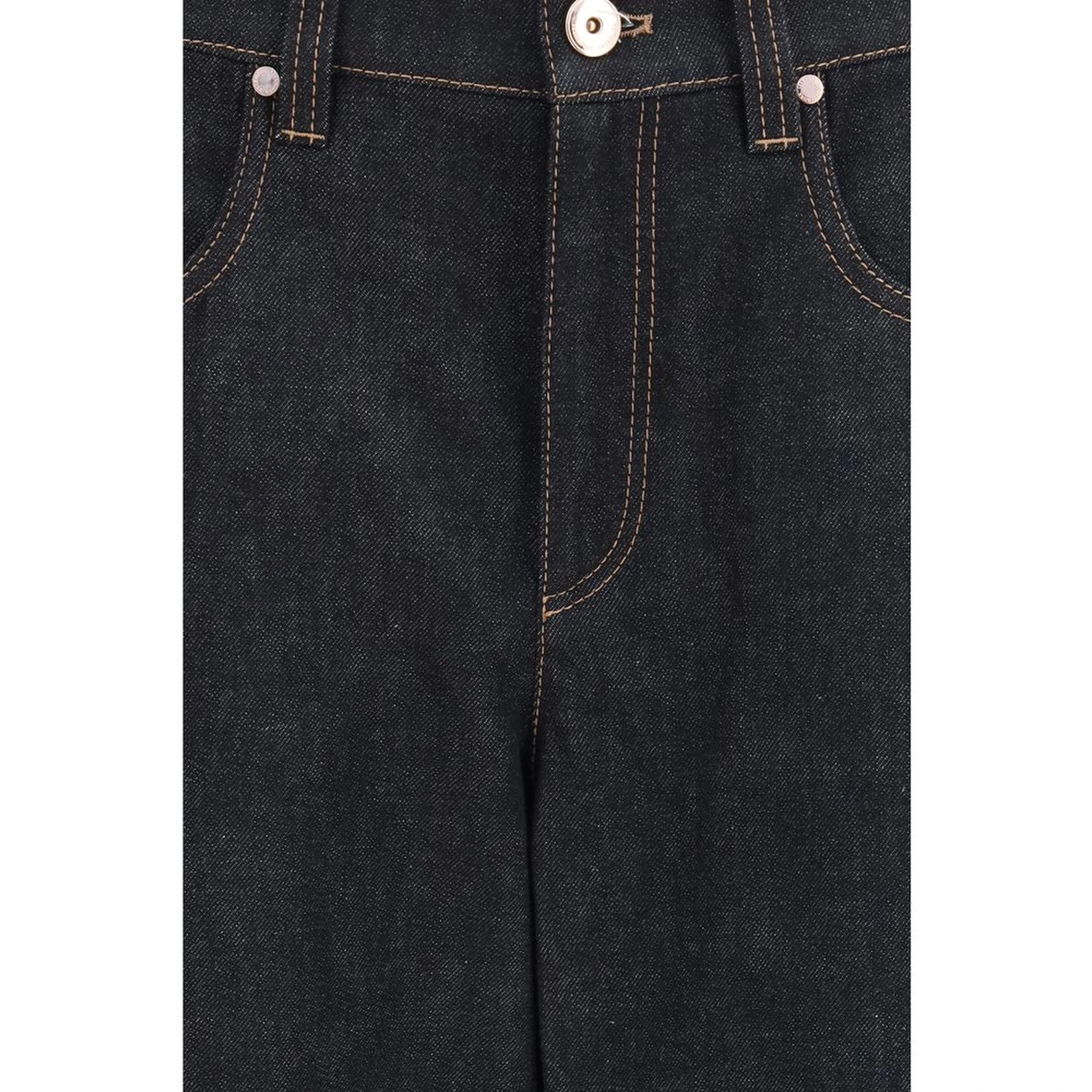 Blue Cotton Straight-Leg Jeans