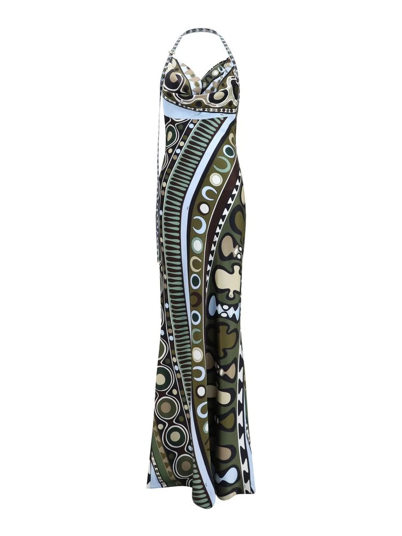 Multicolor Silk Long Dress