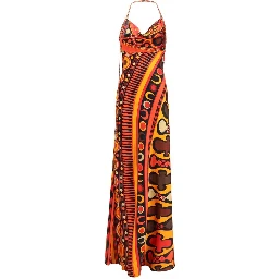 Multicolor Silk Long Dress