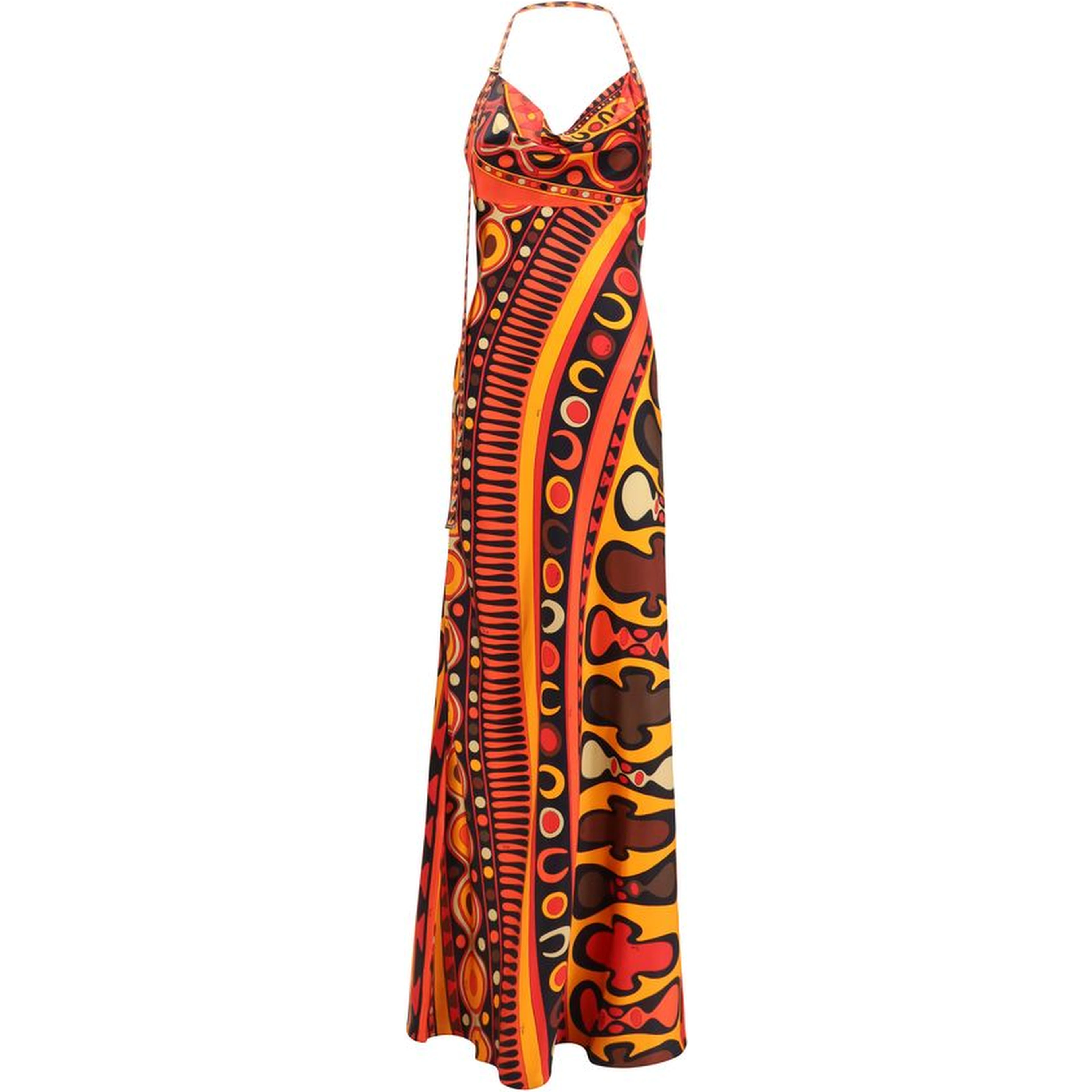 Multicolor Silk Long Dress