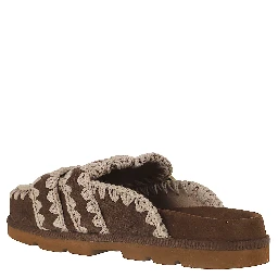 Suede leather sabot sandals