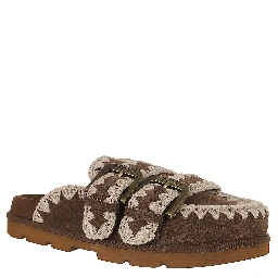 Suede leather sabot sandals