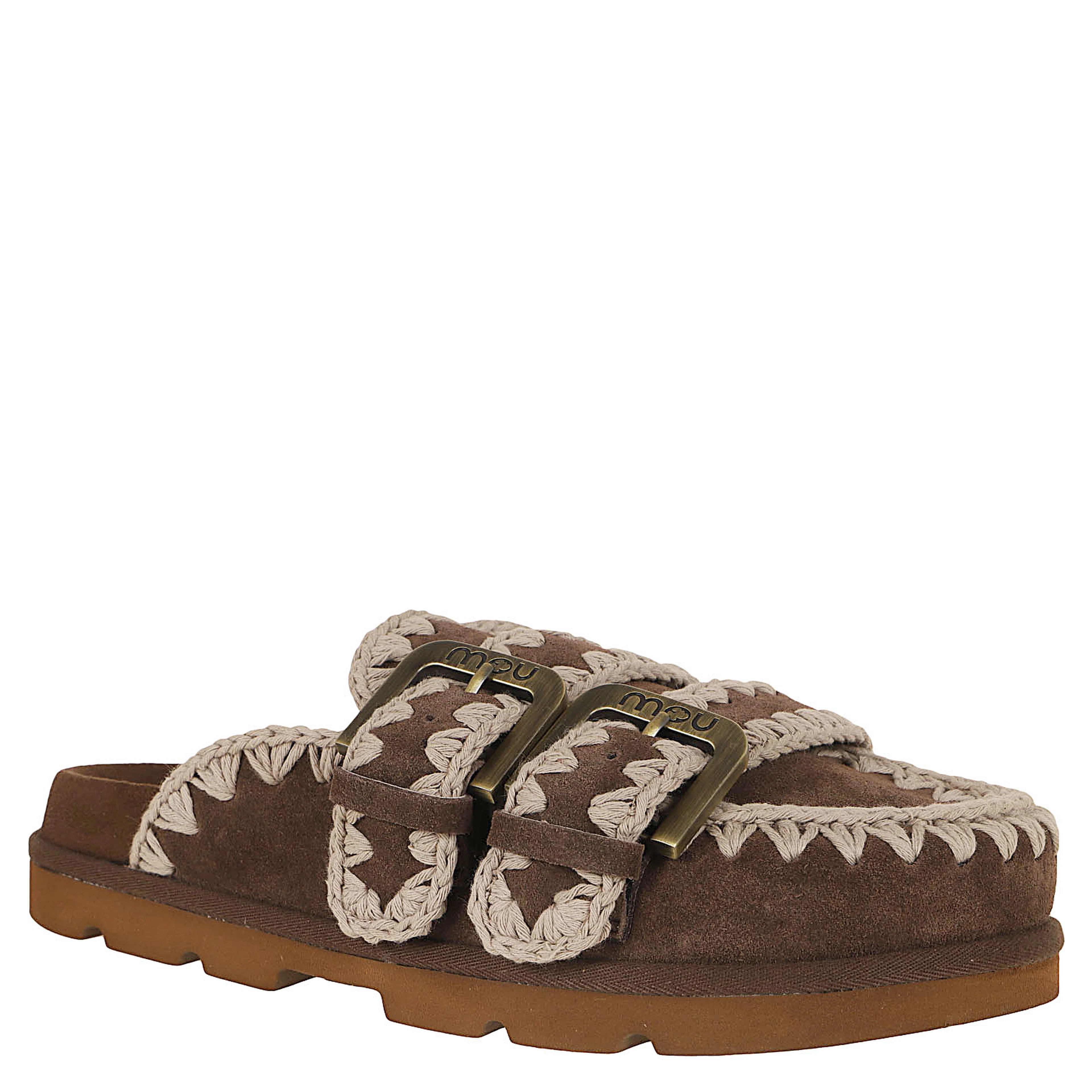 Suede leather sabot sandals