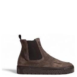 Gray Suede Leather Chelsea Boots
