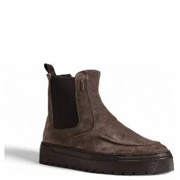 Gray Suede Leather Chelsea Boots