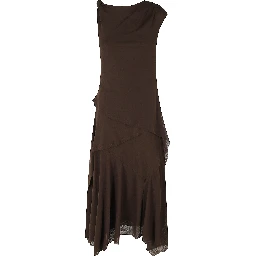 MARL MESH DRAPED KNOT DETAILING LONG DRESS
