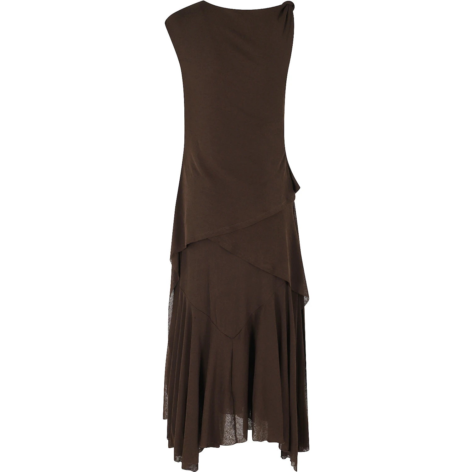 MARL MESH DRAPED KNOT DETAILING LONG DRESS