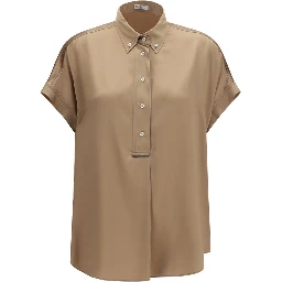 Beige Silk Shortsleeve Shirt