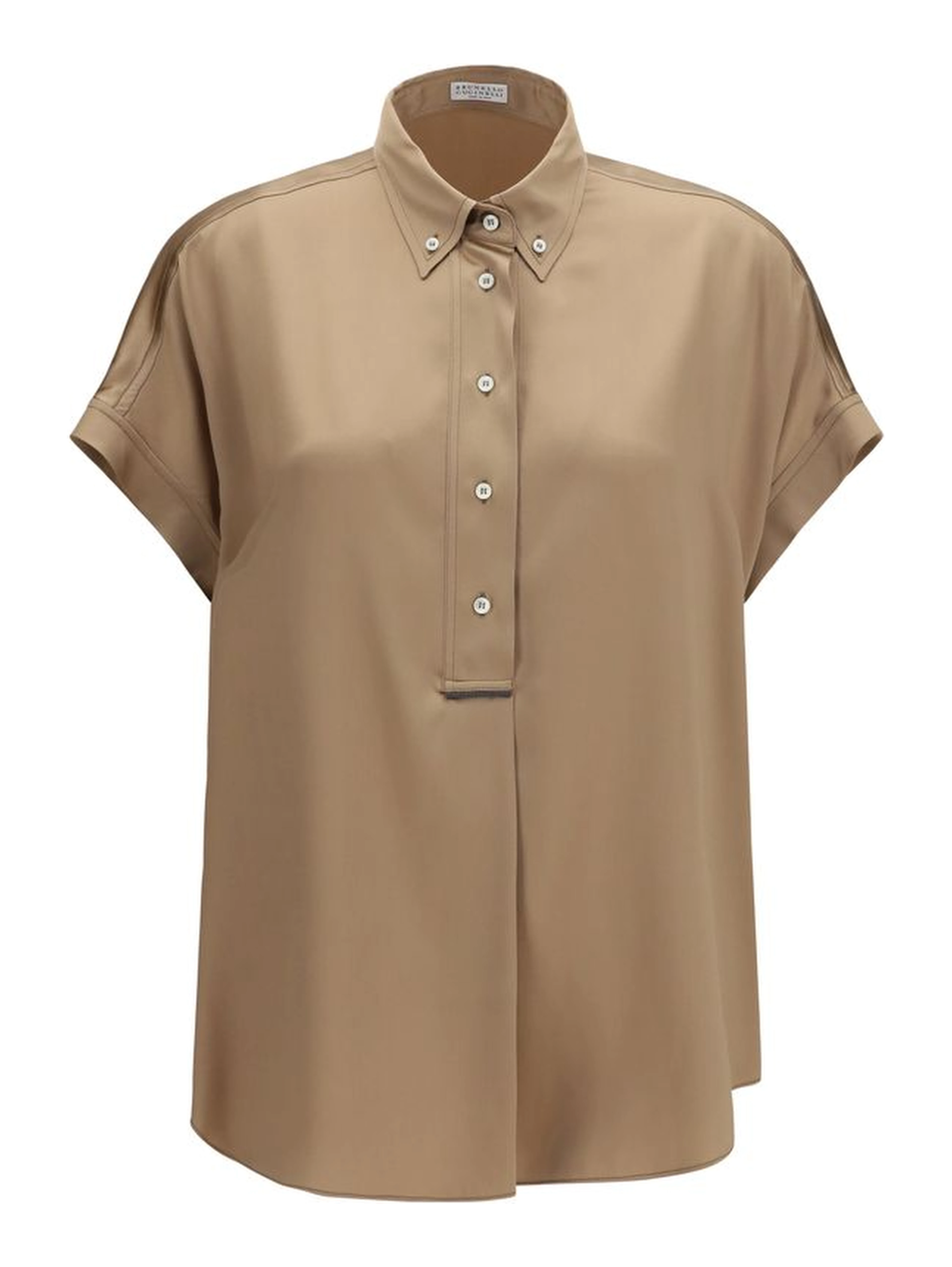 Beige Silk Shortsleeve Shirt