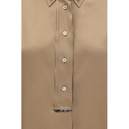 Beige Silk Shortsleeve Shirt