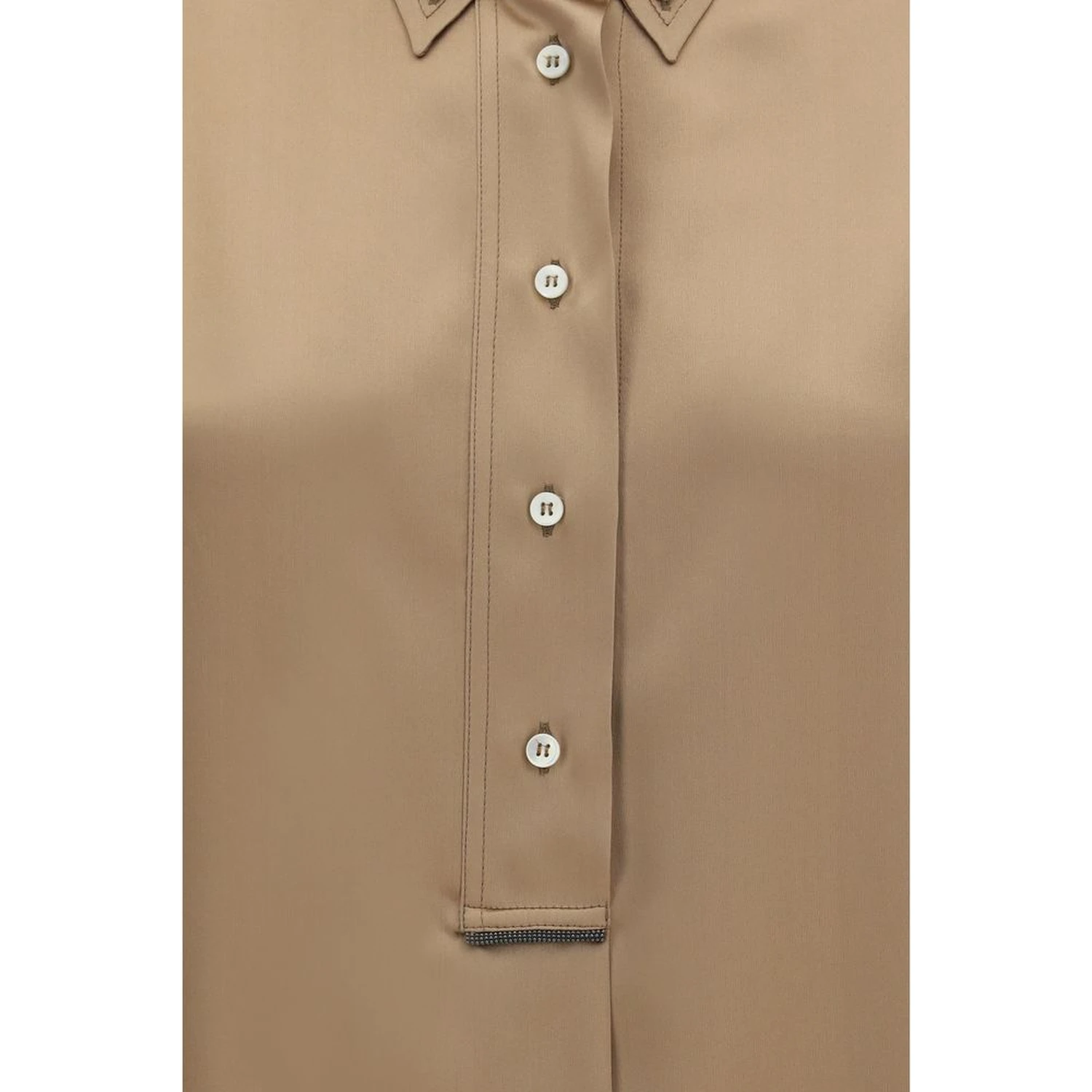 Beige Silk Shortsleeve Shirt