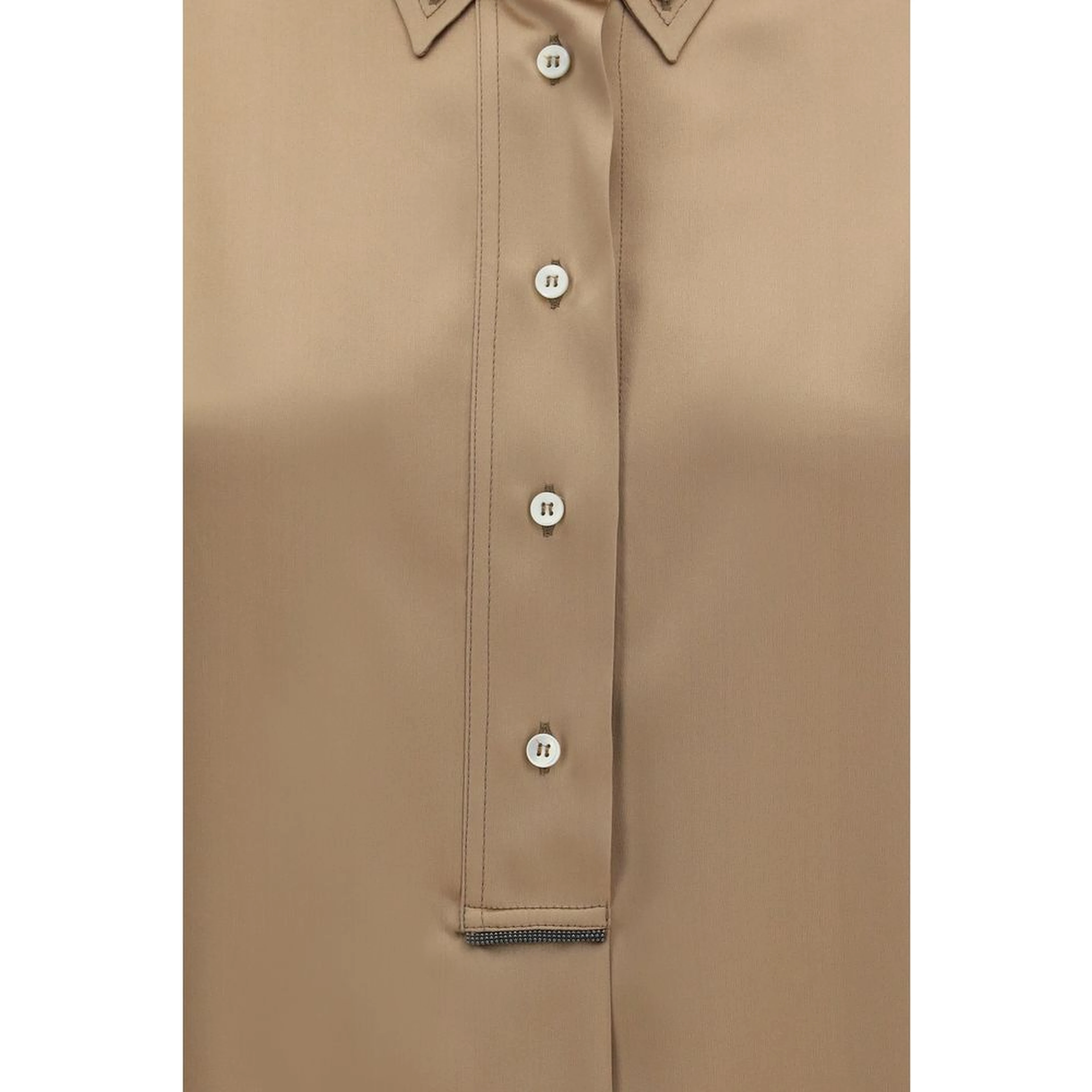 Beige Silk Shortsleeve Shirt