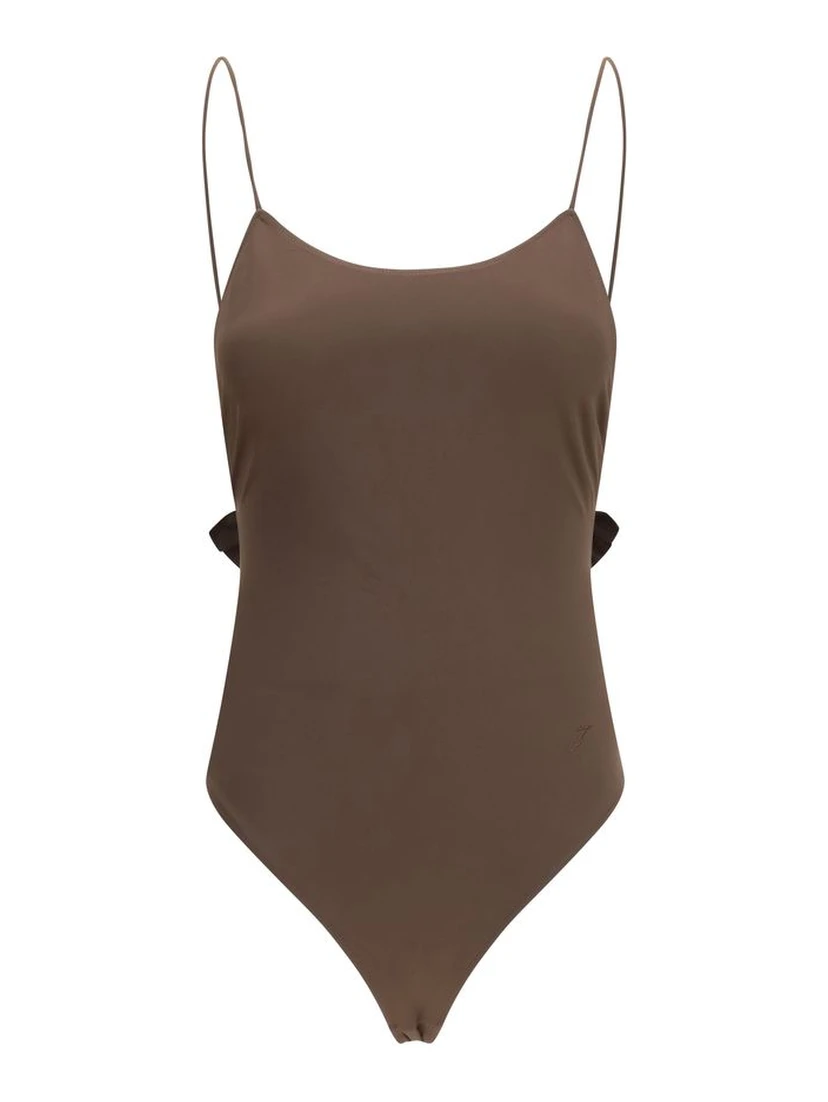 Brown Polyamide One-Piece Swimsuit