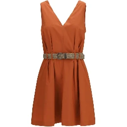 Orange Cotton Casual Dress