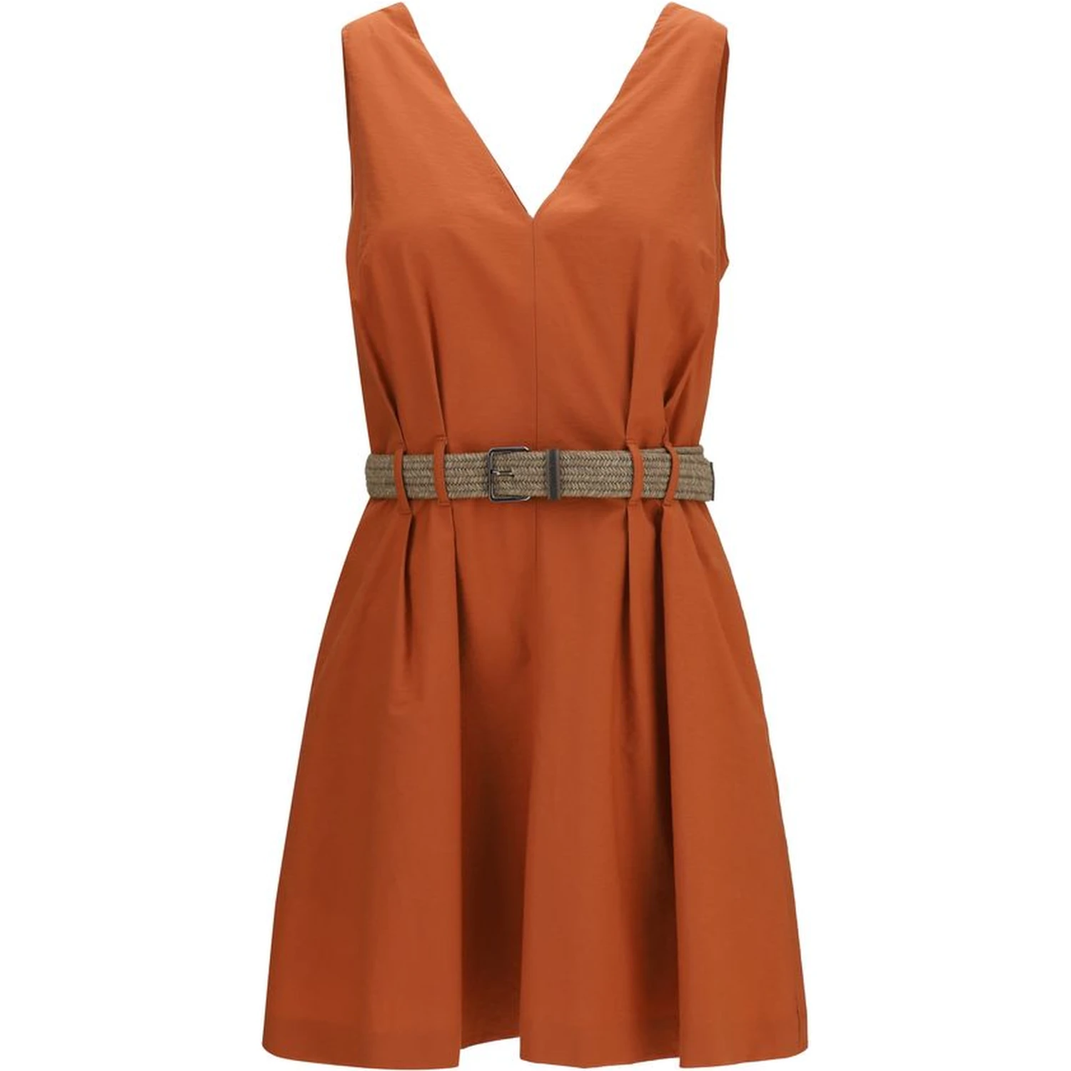 Orange Cotton Casual Dress