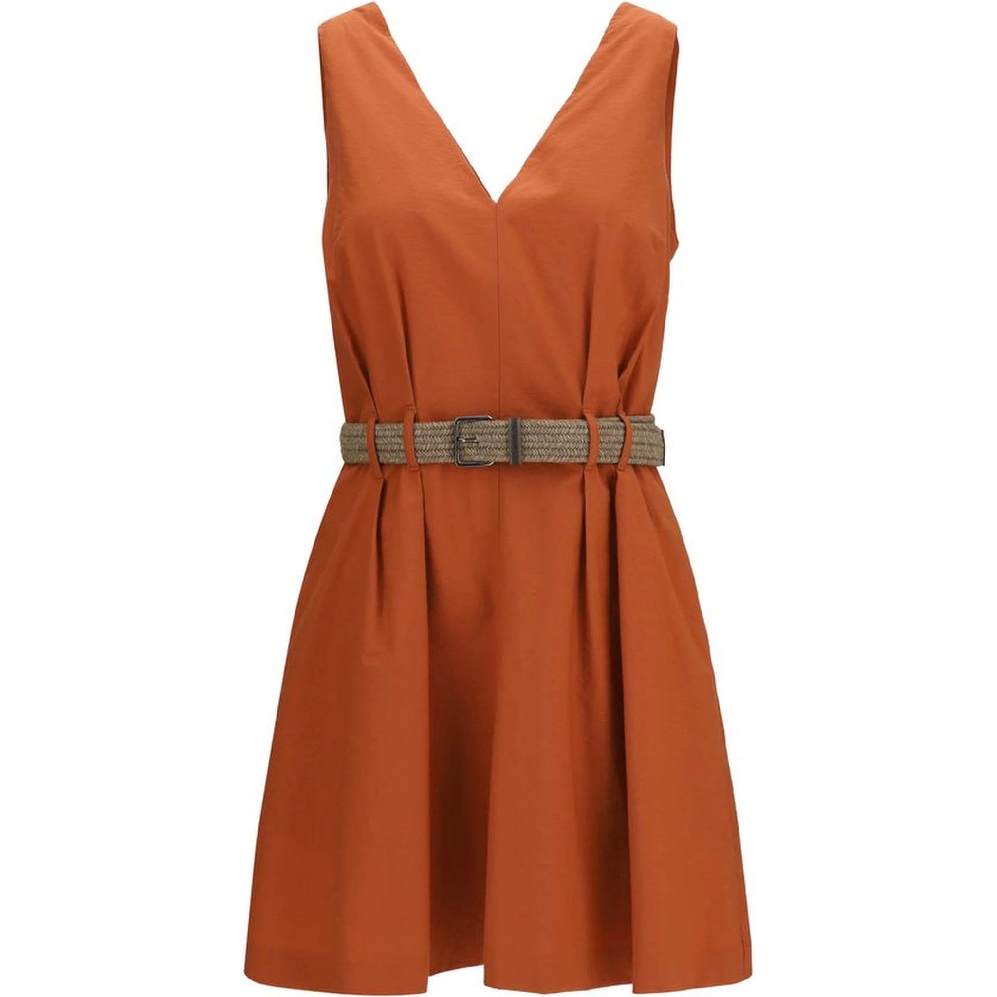 Orange Cotton Casual Dress
