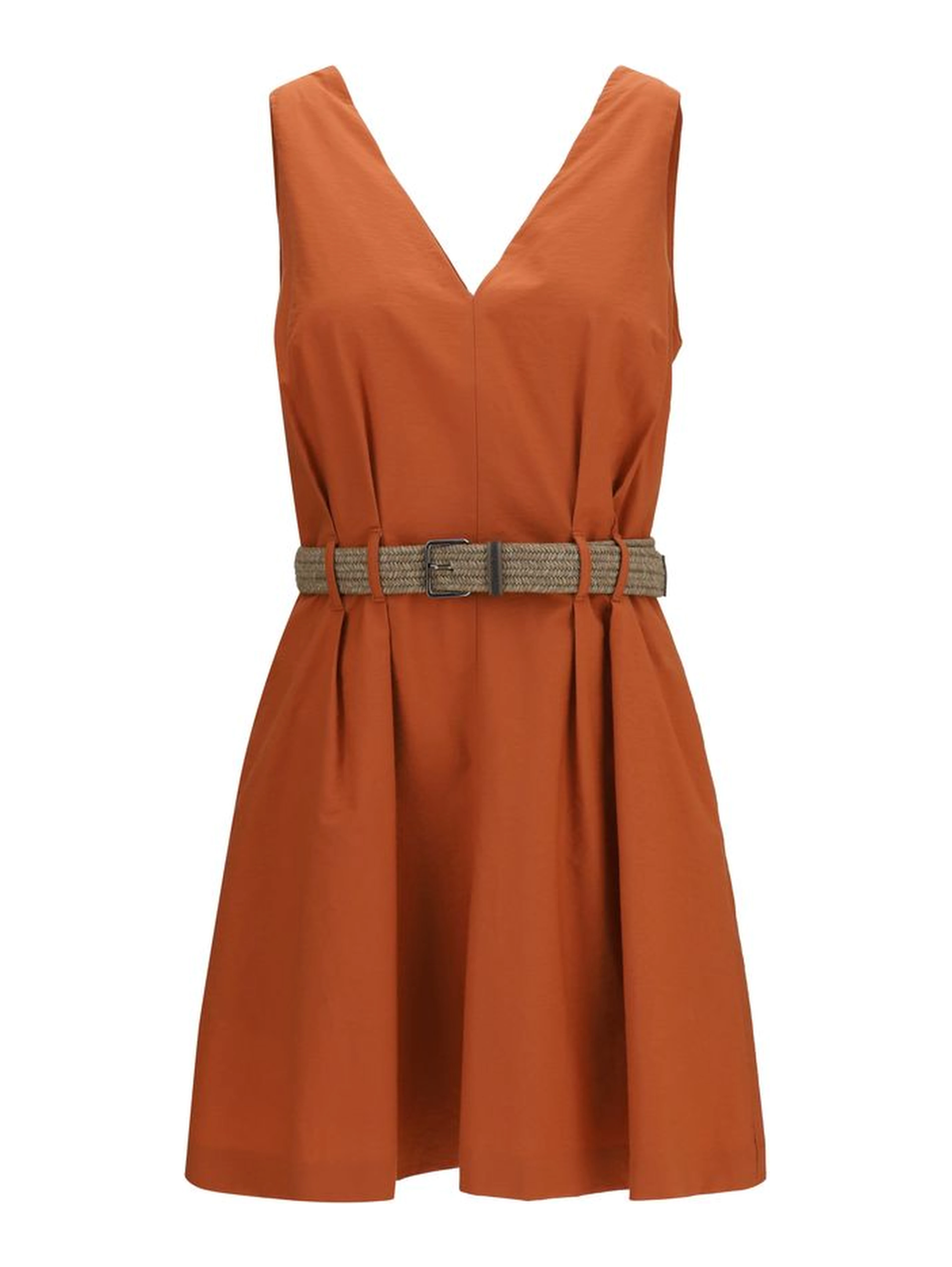 Orange Cotton Casual Dress