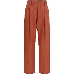 Orange Cotton Casual Pants