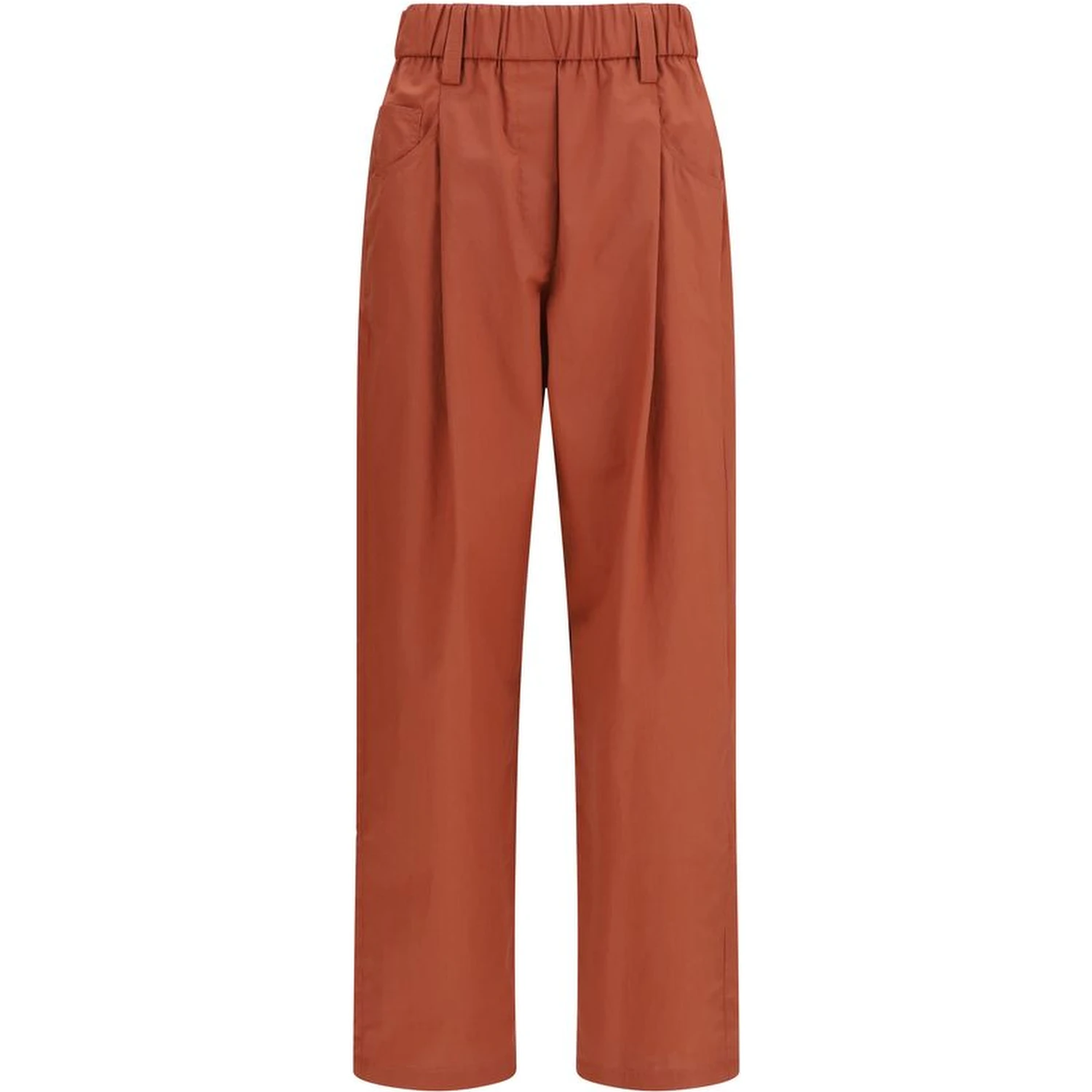 Orange Cotton Casual Pants