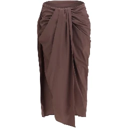 Brown Polyester Midi Skirt