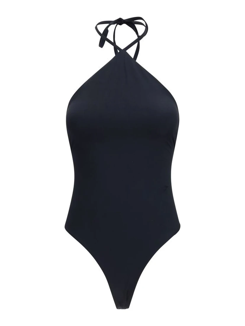 Black Nylon One-Piece Swimsuit